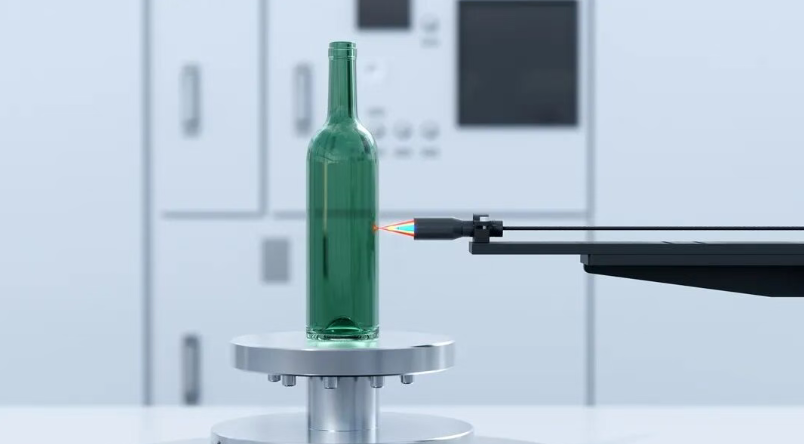 Solving the Glass Bottle Thickness Challenge with SCI10015 Spectral Confocal Displacement Sensor | SinceVision