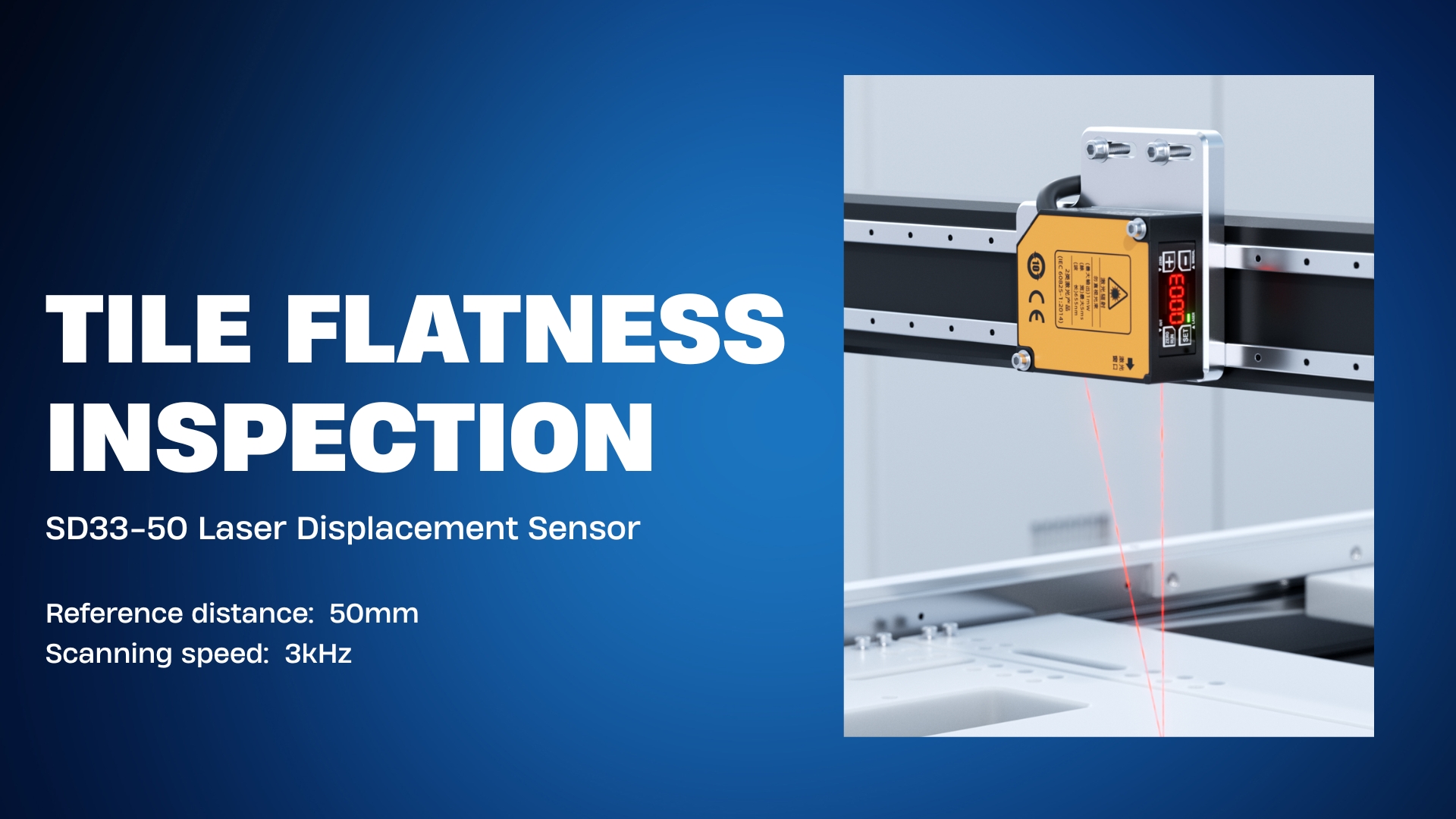 Measurement of Tile Flatness with SD33-50 Laser Displacement Sensor | Application Case