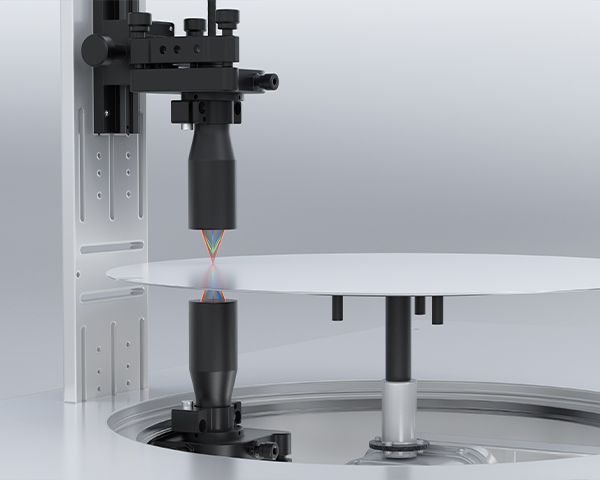 Through-Beam Measurement of Semiconductor Wafer Thickness with Spectral Confocal Displacement Sensor